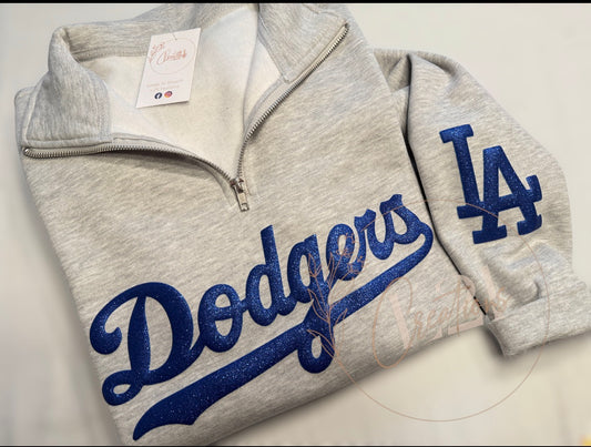Glitter puff quarter zip