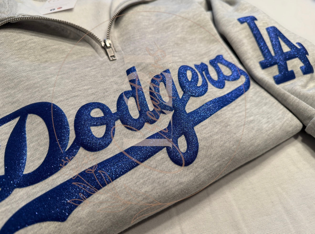 Glitter puff quarter zip